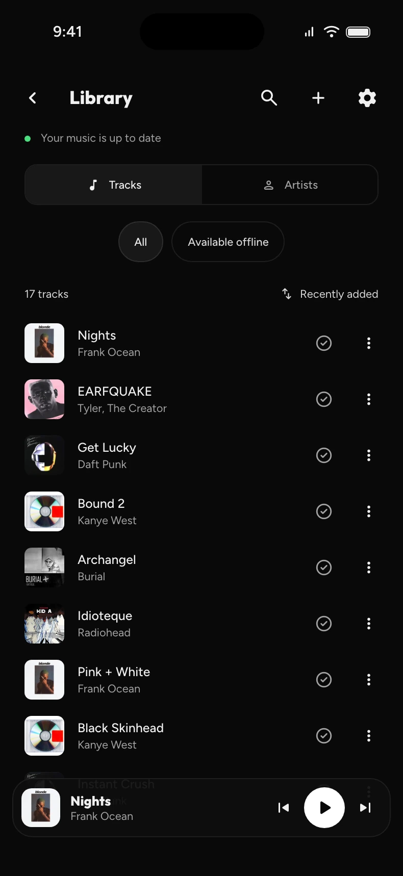 OwlSonic on iPhone — Library